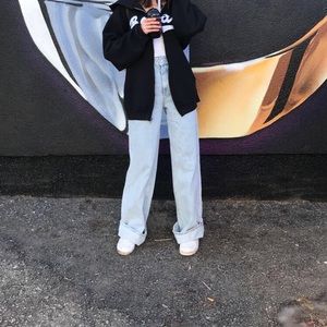 Zara light wash high waisted wide leg jeans